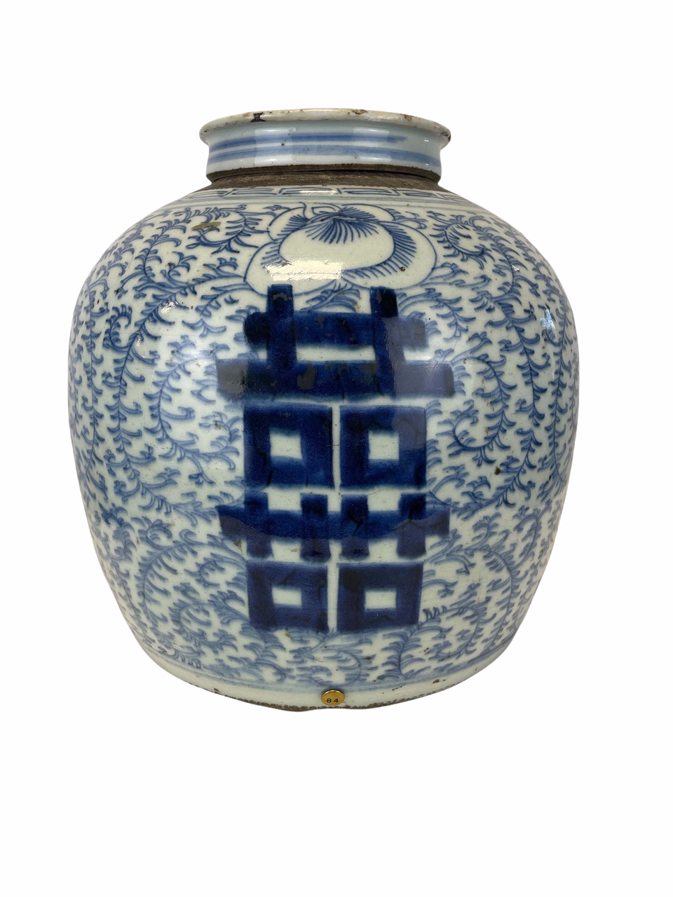 19th C Chinese blue & white lidded ginger jar