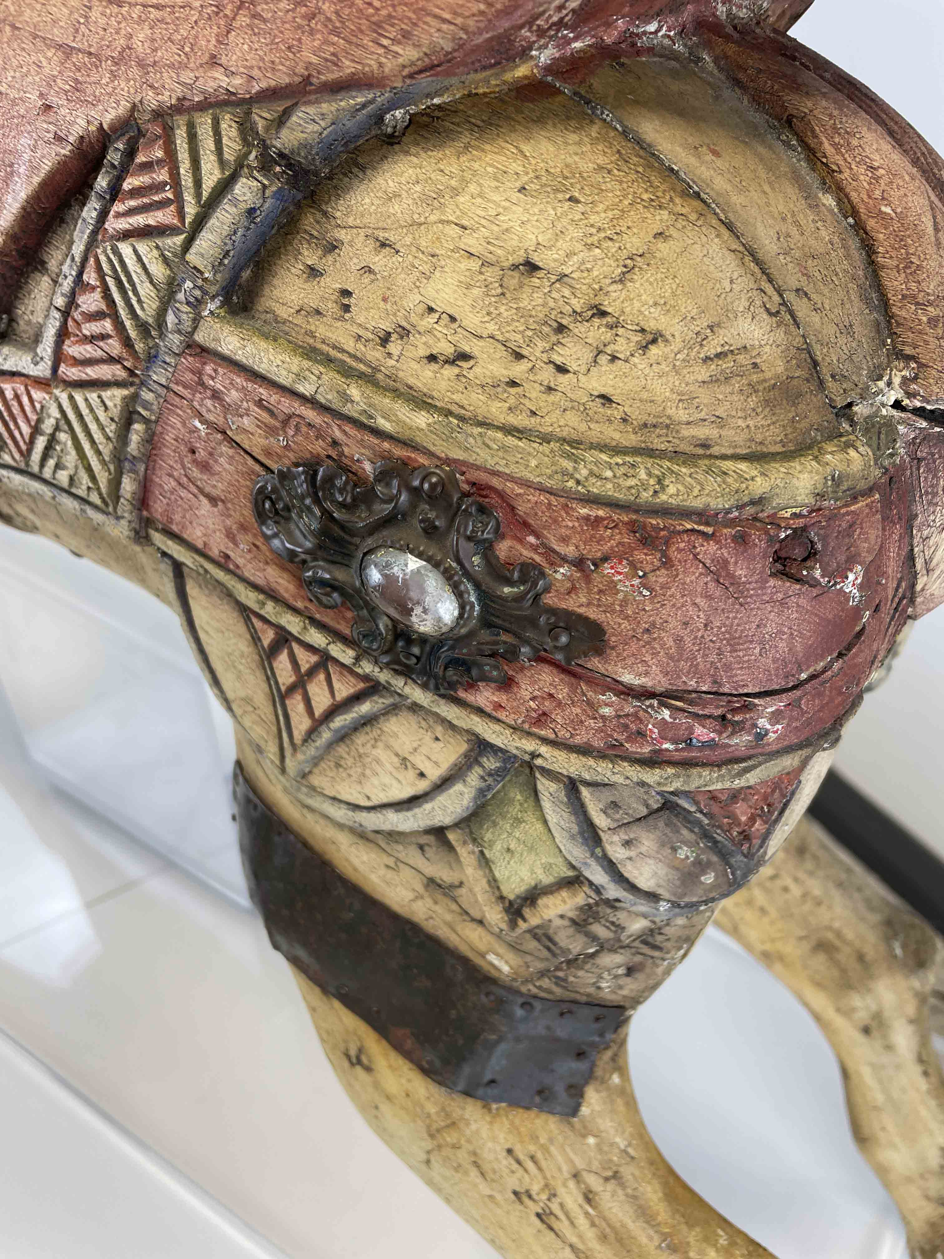 Carved wooden horse w/ polychrome colors