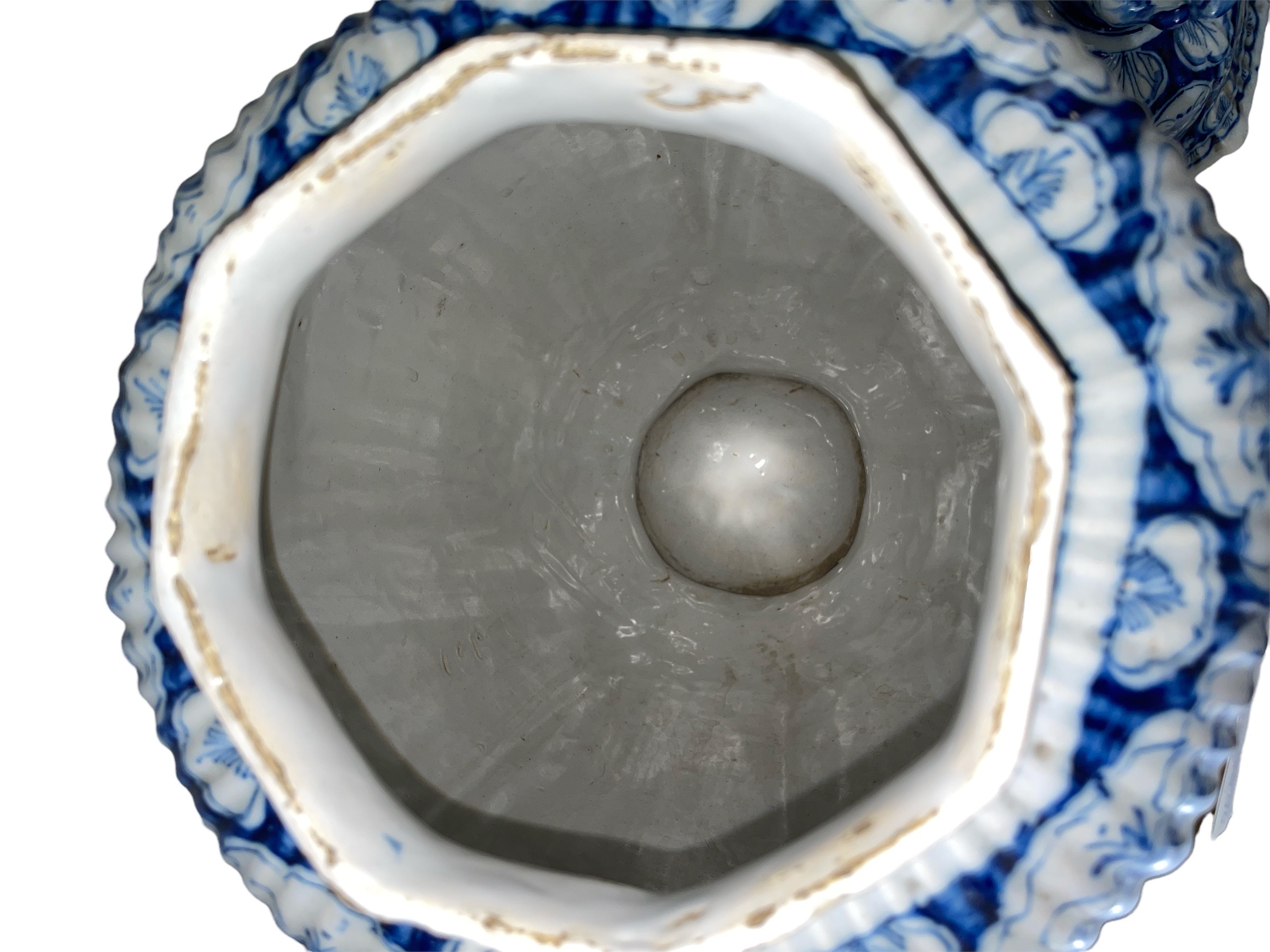 Pair of 18th C Dutch Delft lidded jars