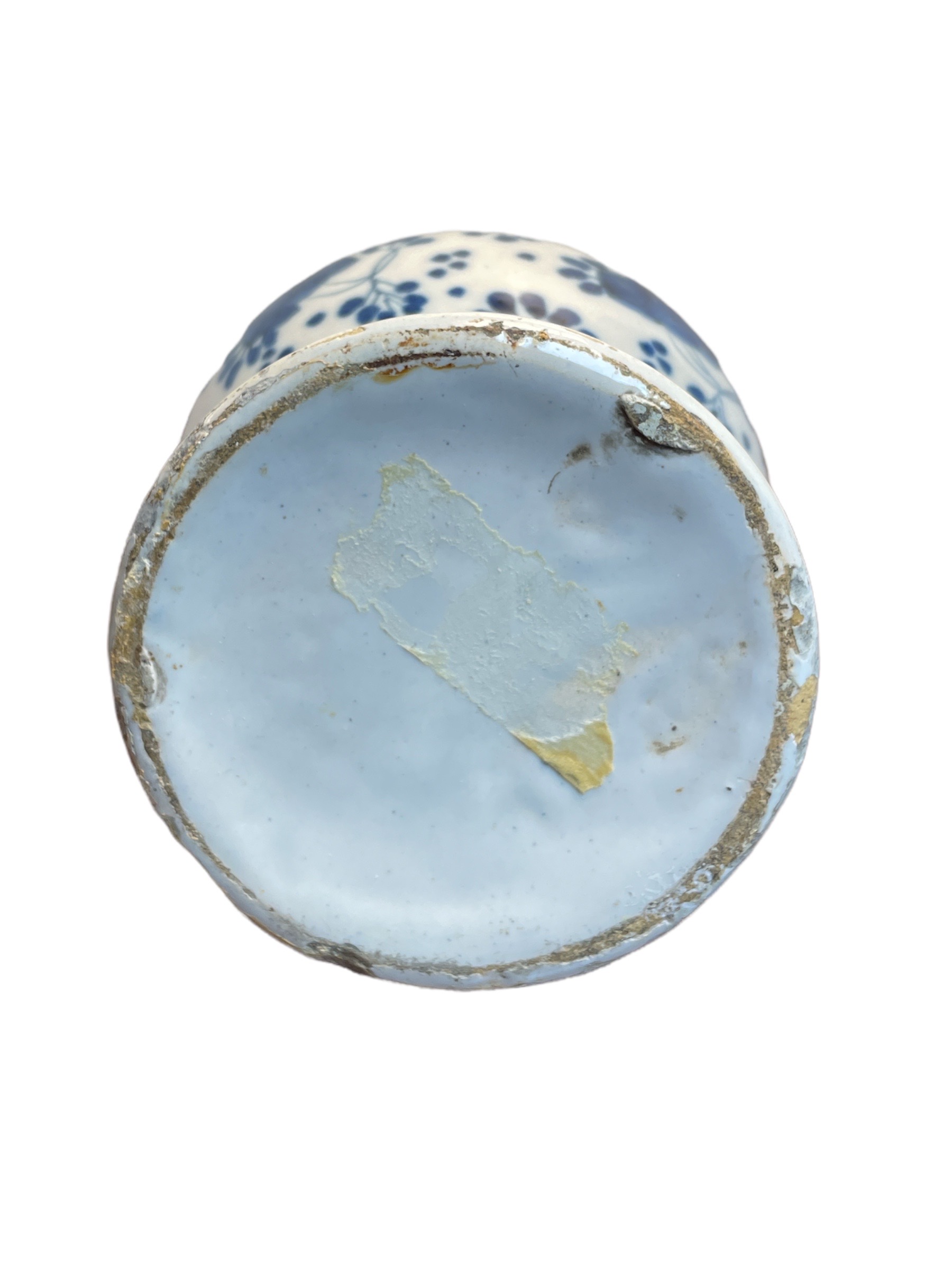 18th C Dutch Delft blue & white tulip mouth vase