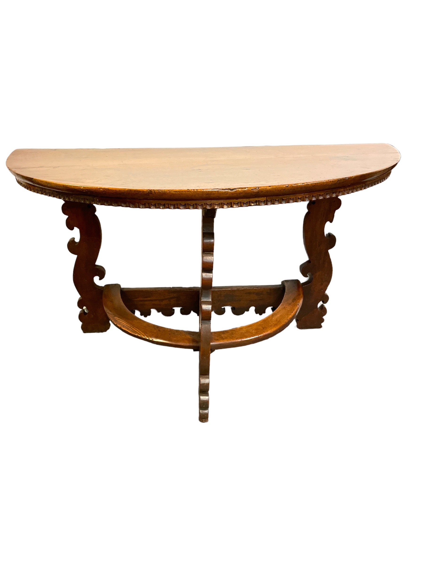 Pair of 18th C Italian demilune tables