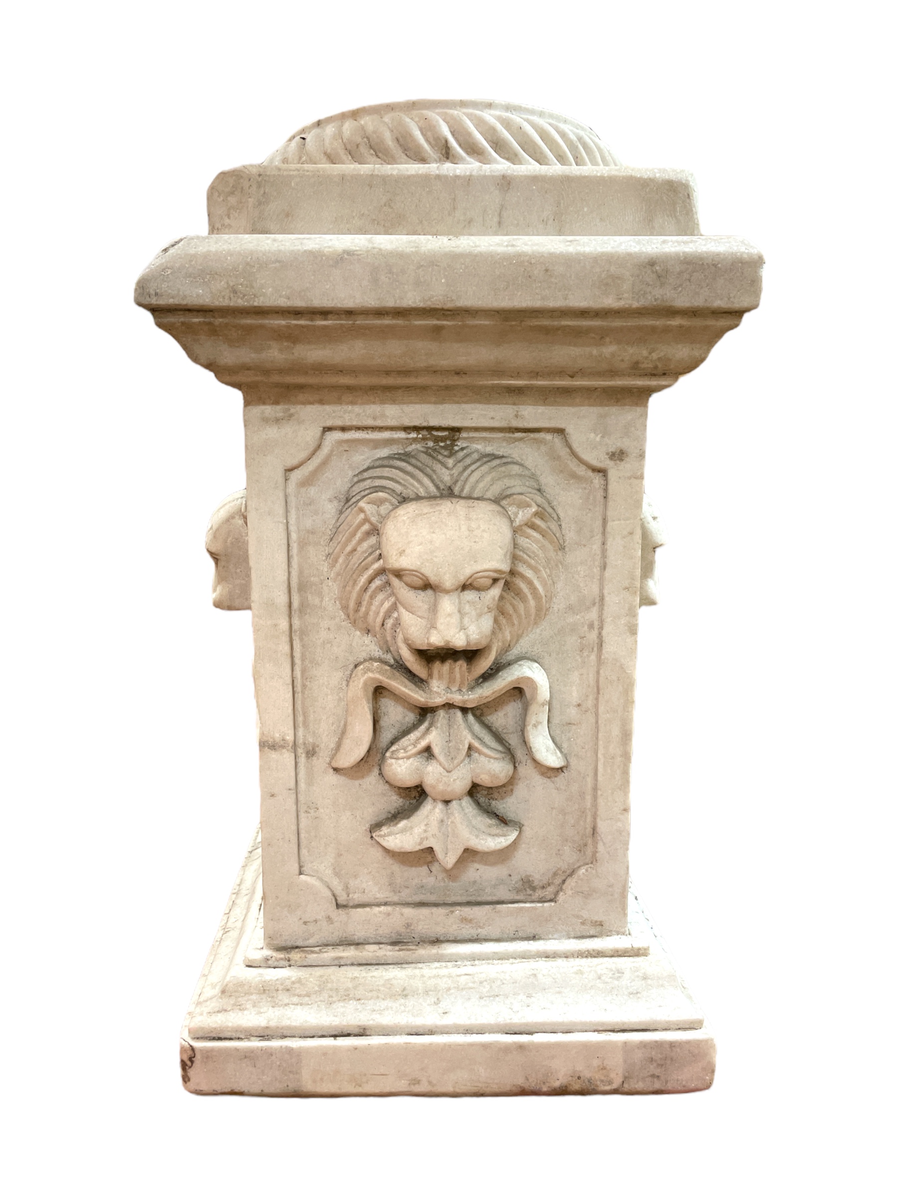 Pair of large carved Italian marble urns