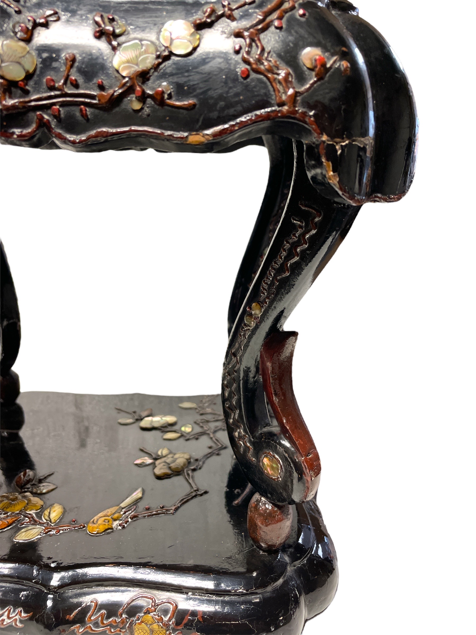 Late 19th C Chinese black lacquered stand