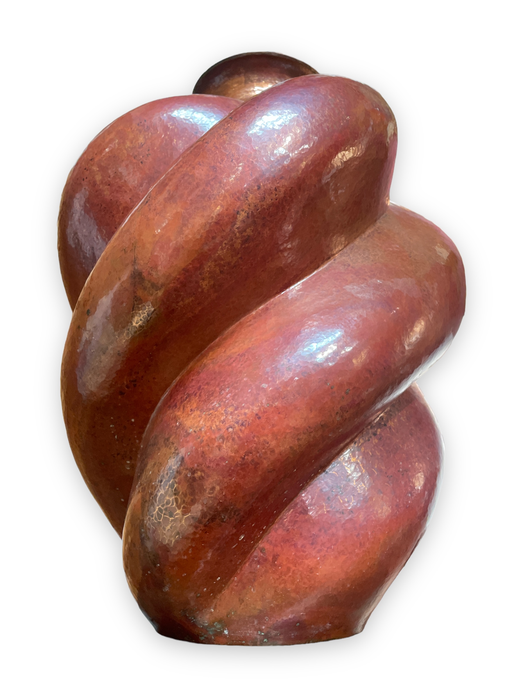 Large hammered copper vase