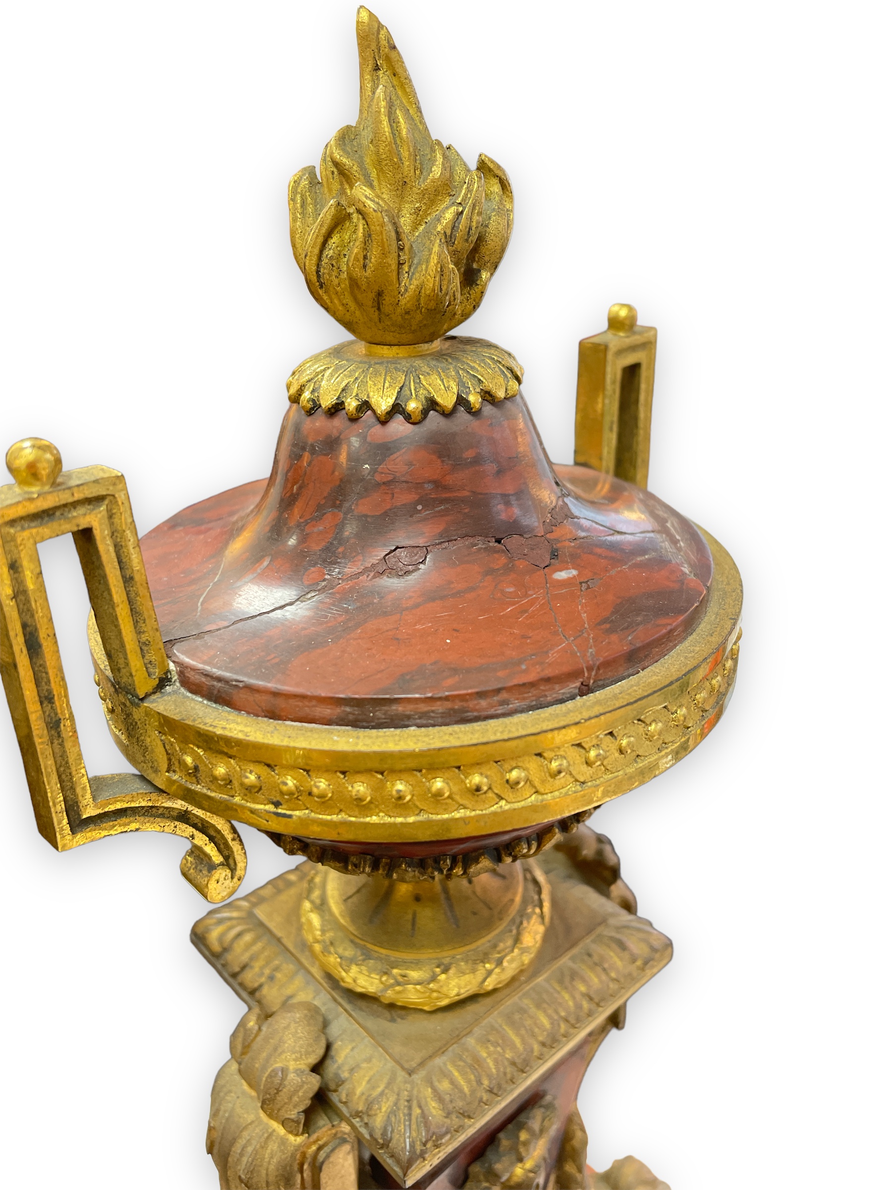 Pair of marble and gilt bronze garnitures