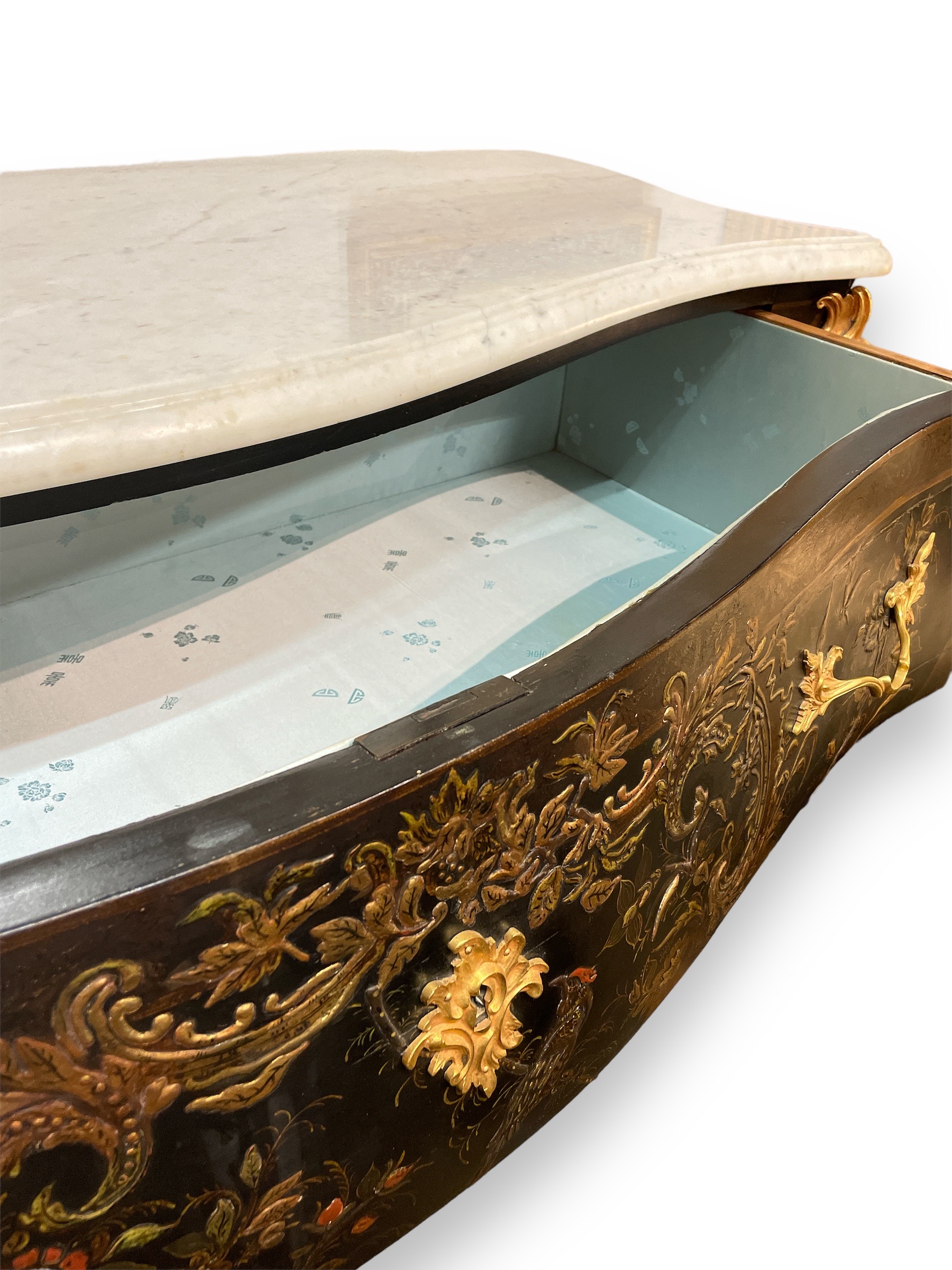 19th C French black chinoiserie commode