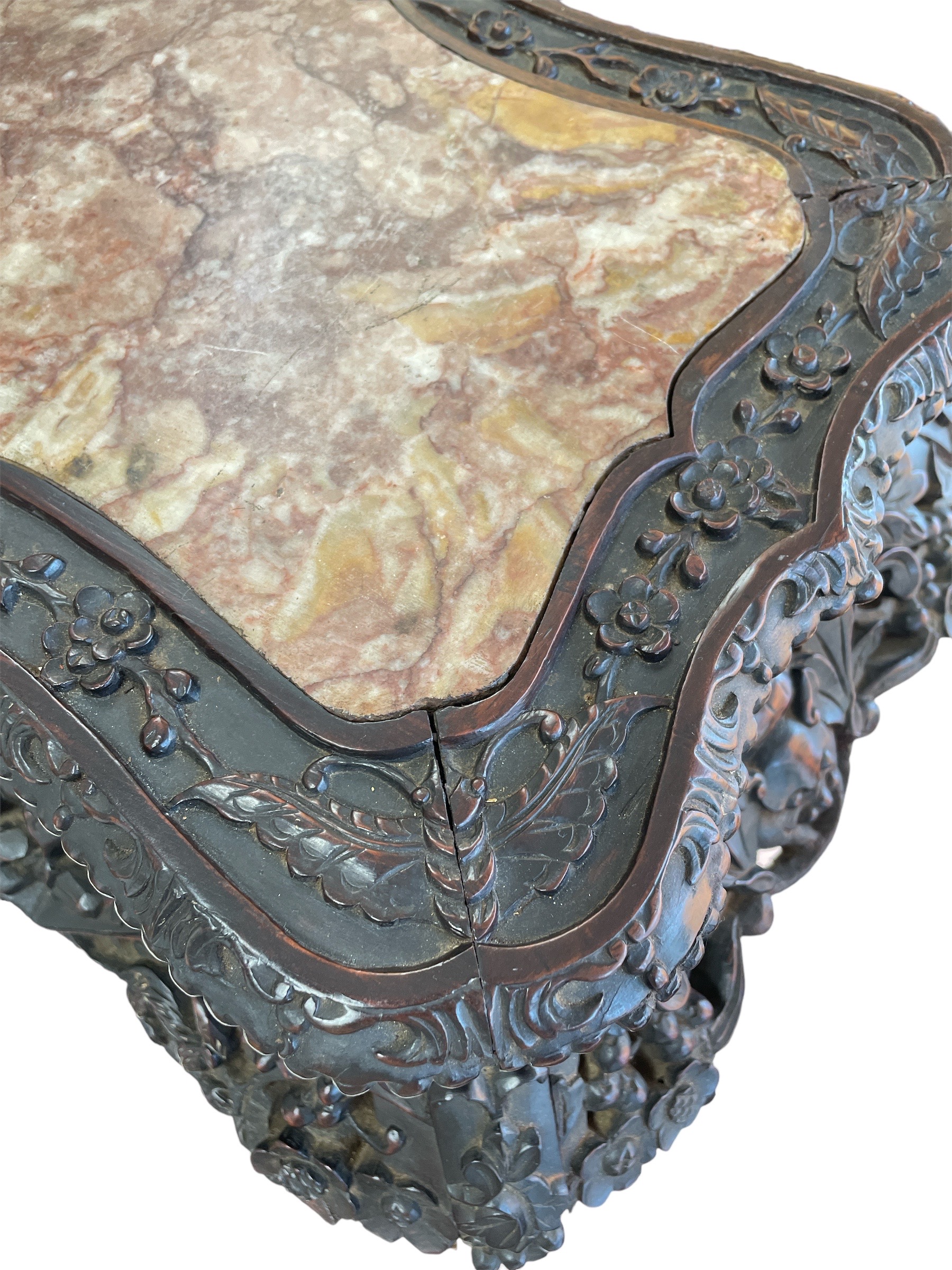 Chinese carved low rosewood table