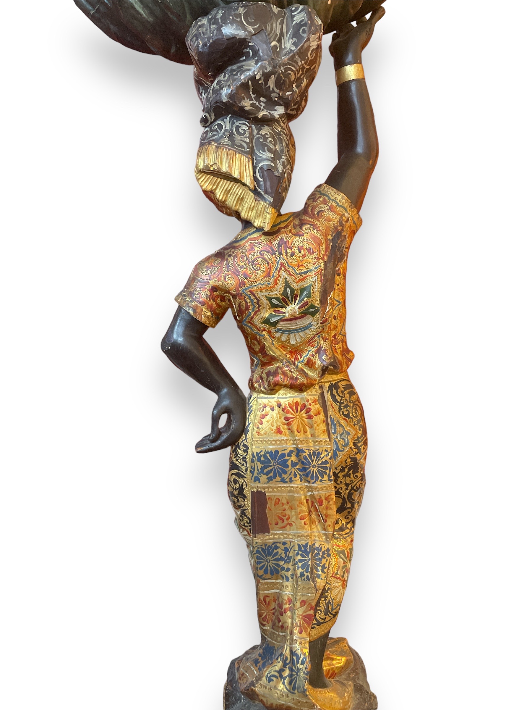 Italian carved polychrome & gilt  figure