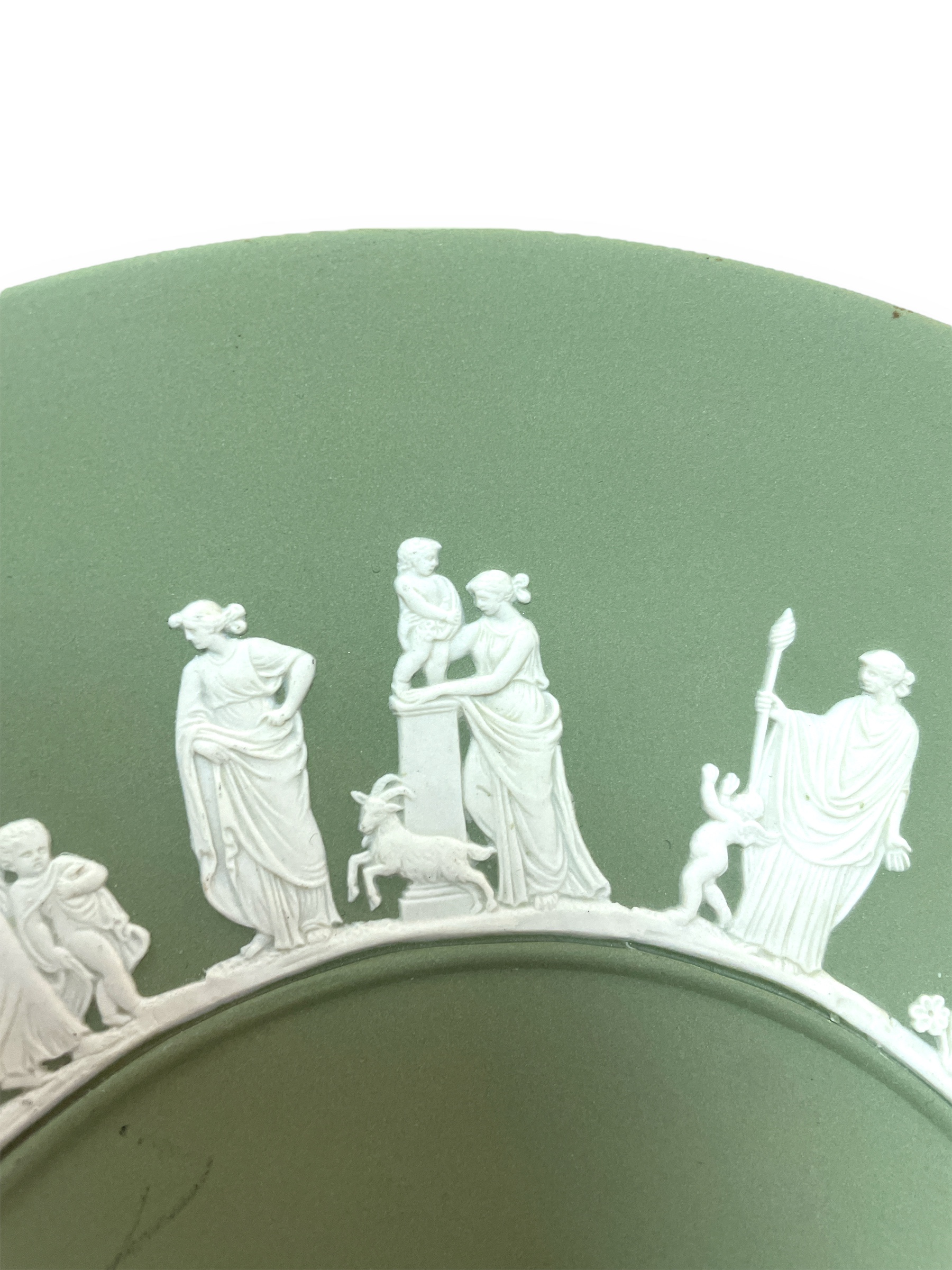 English green and white jasperware plate