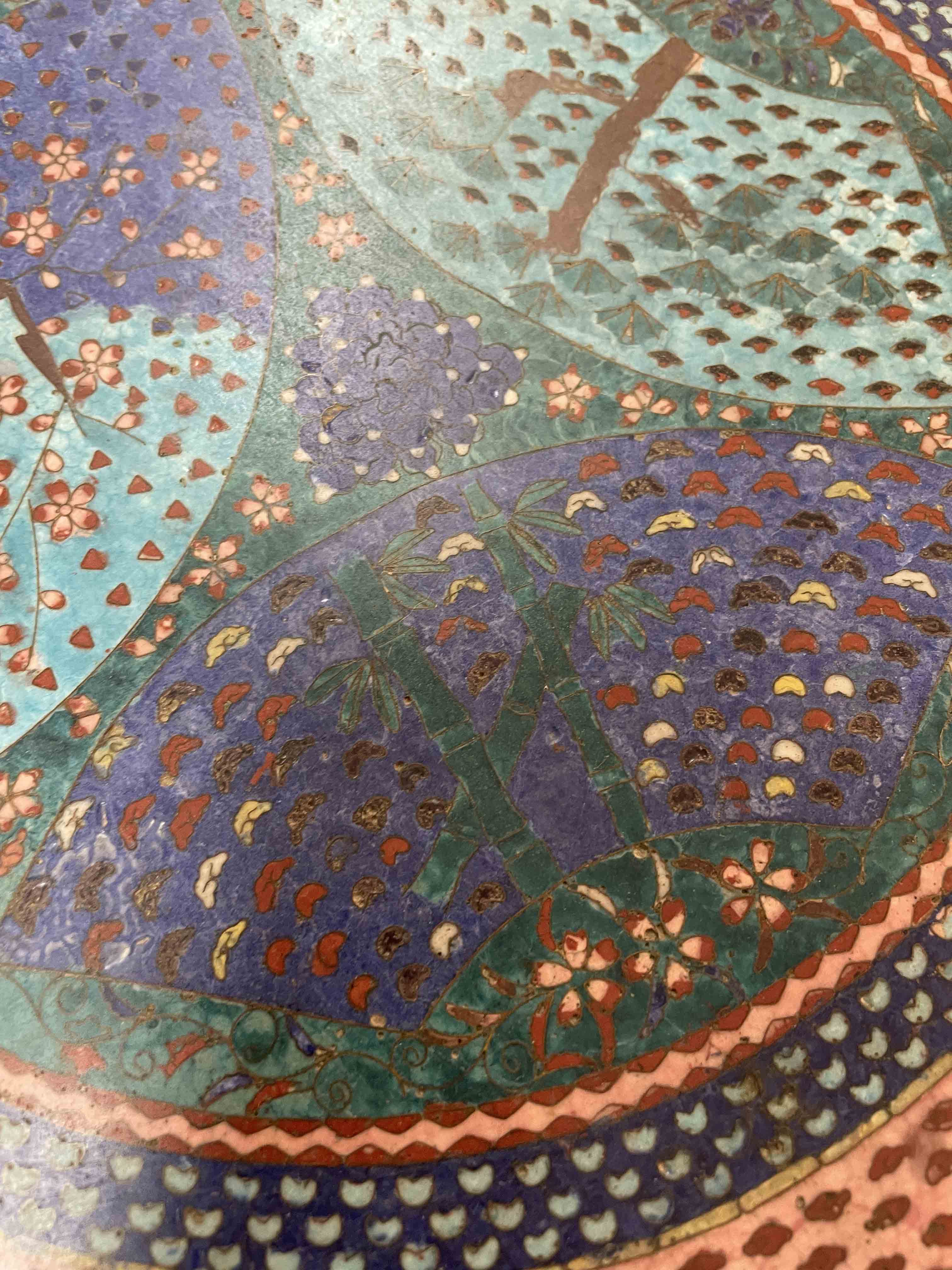 Signed Japanese cloisonne charger