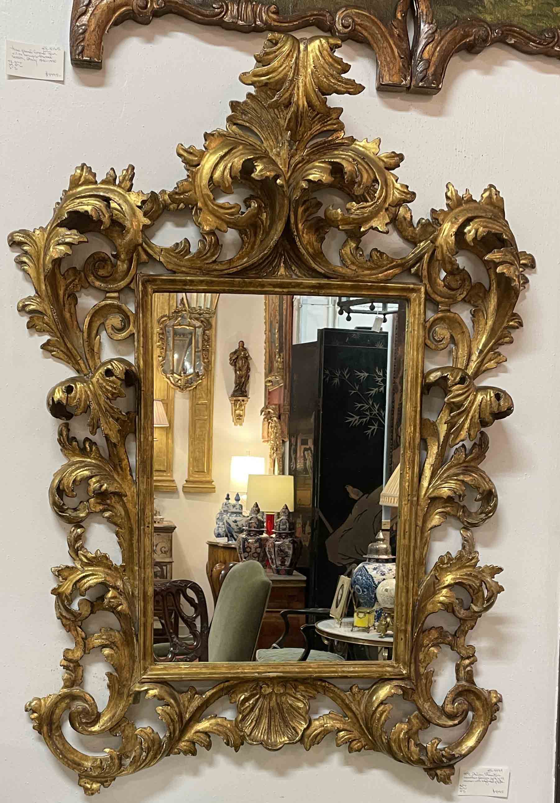 18th C Florentine gold gilt mirror 