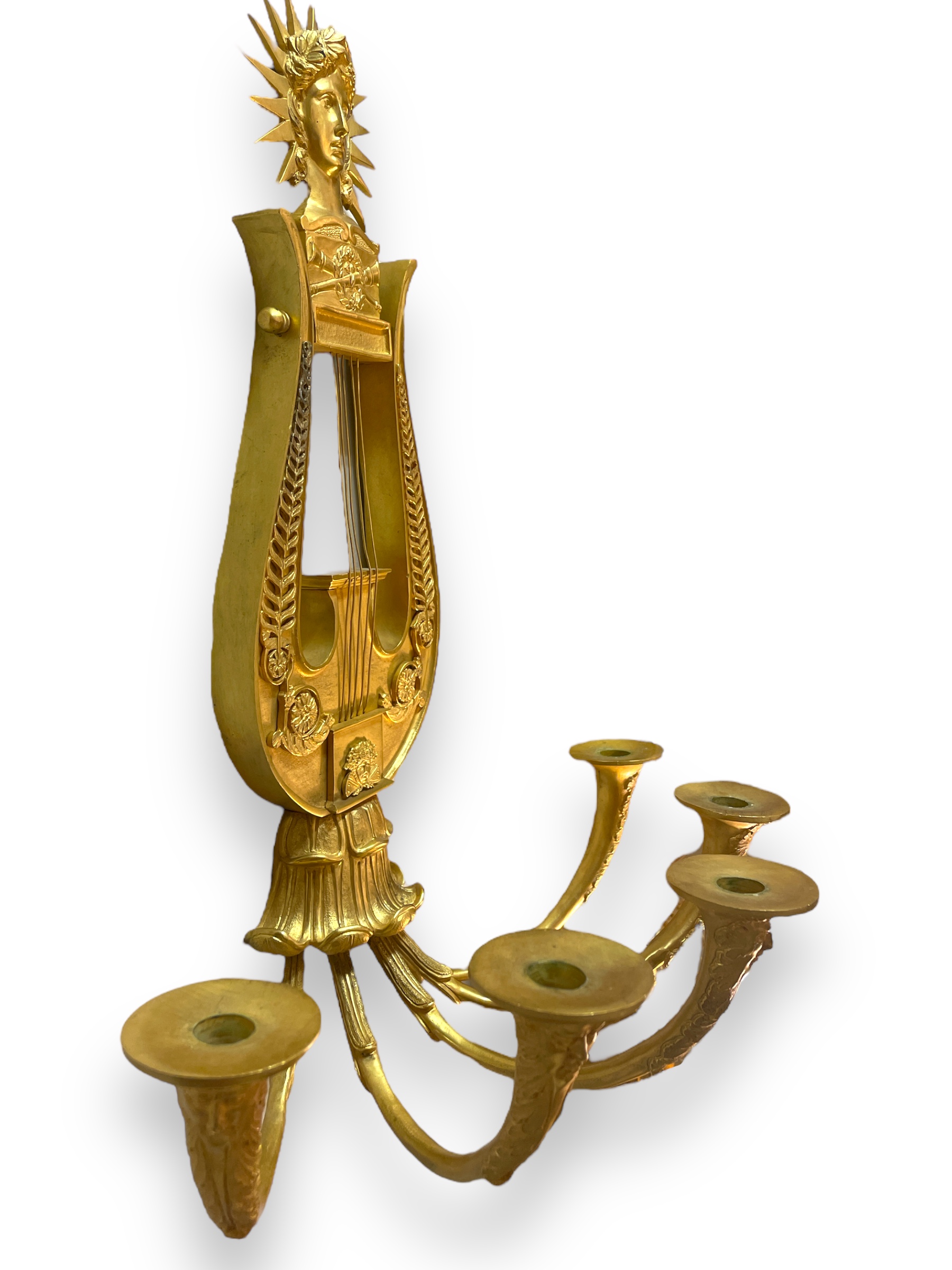 Pair of gilt bronze French Empire Sconces