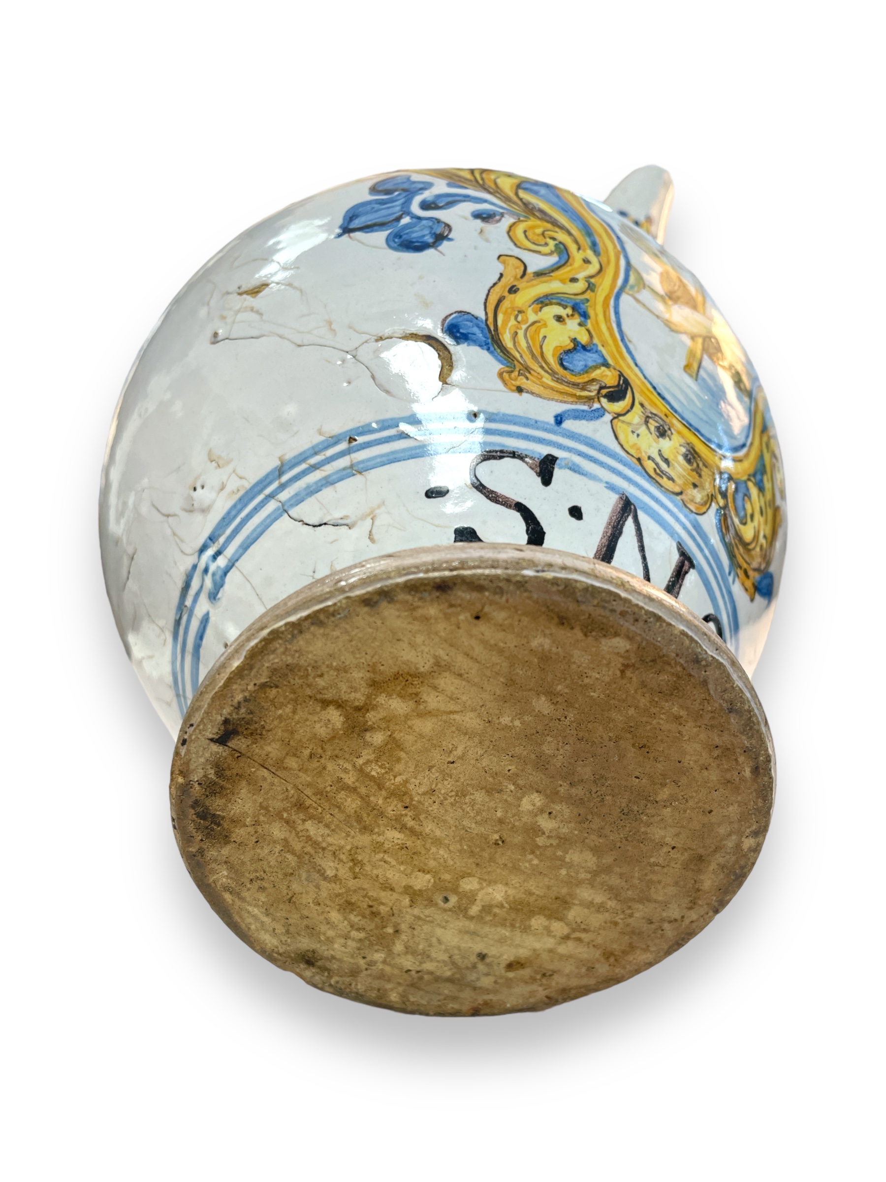 17th C Italian majolica wet apothecary jar